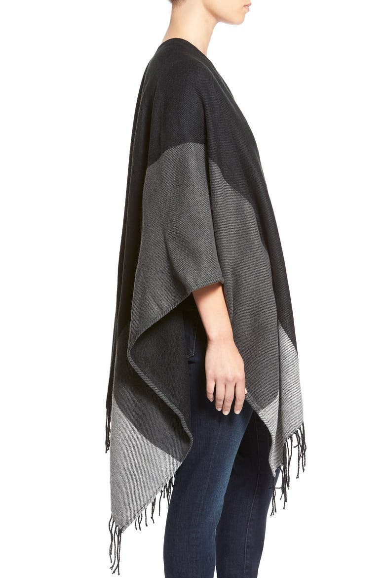 Colorblock Reversible Cape, Alternate, color, BLACK