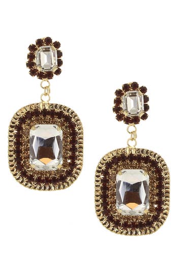 Olivia Welles Jaye Crystal Drop Earrings In Gold/brown