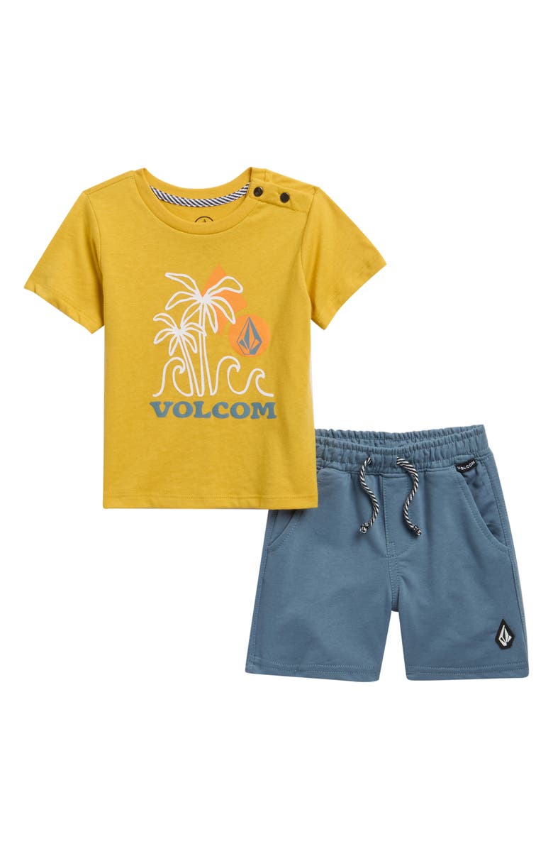 Volcom Graphic Print T-Shirt & Shorts Set, Main, color, Mustard