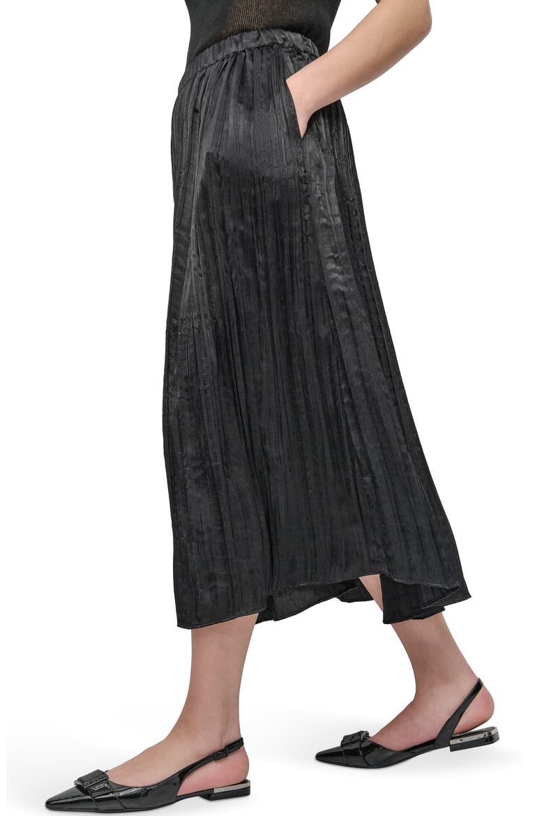 Crushed Pleated Midi Skirt, Alternate, color, BLACK