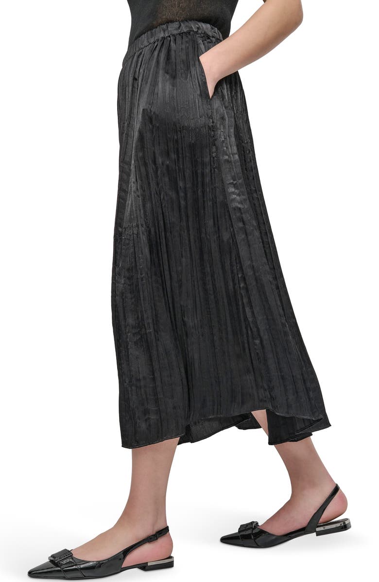 DKNY Crushed Pleated Midi Skirt, Alternate, color, Black