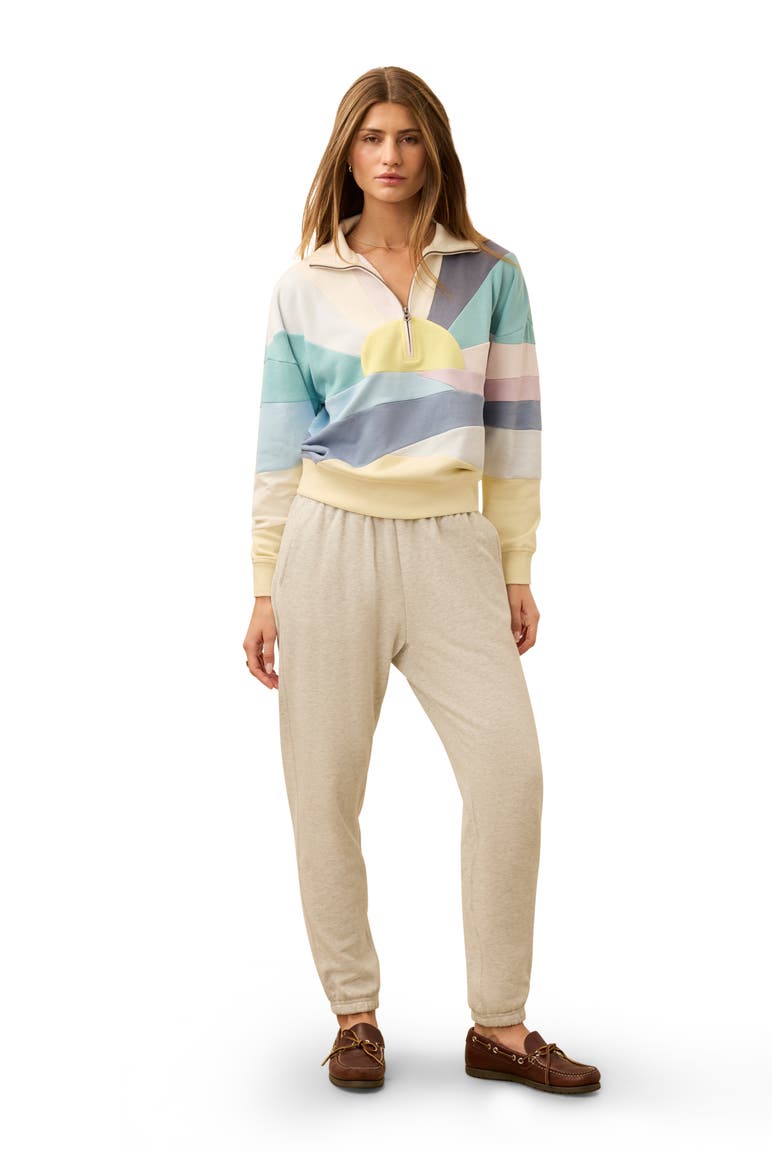 Soleil Quarter Zip Organic Cotton Terry Sweatshirt, Alternate, color, FADED TIDE SOLEIL