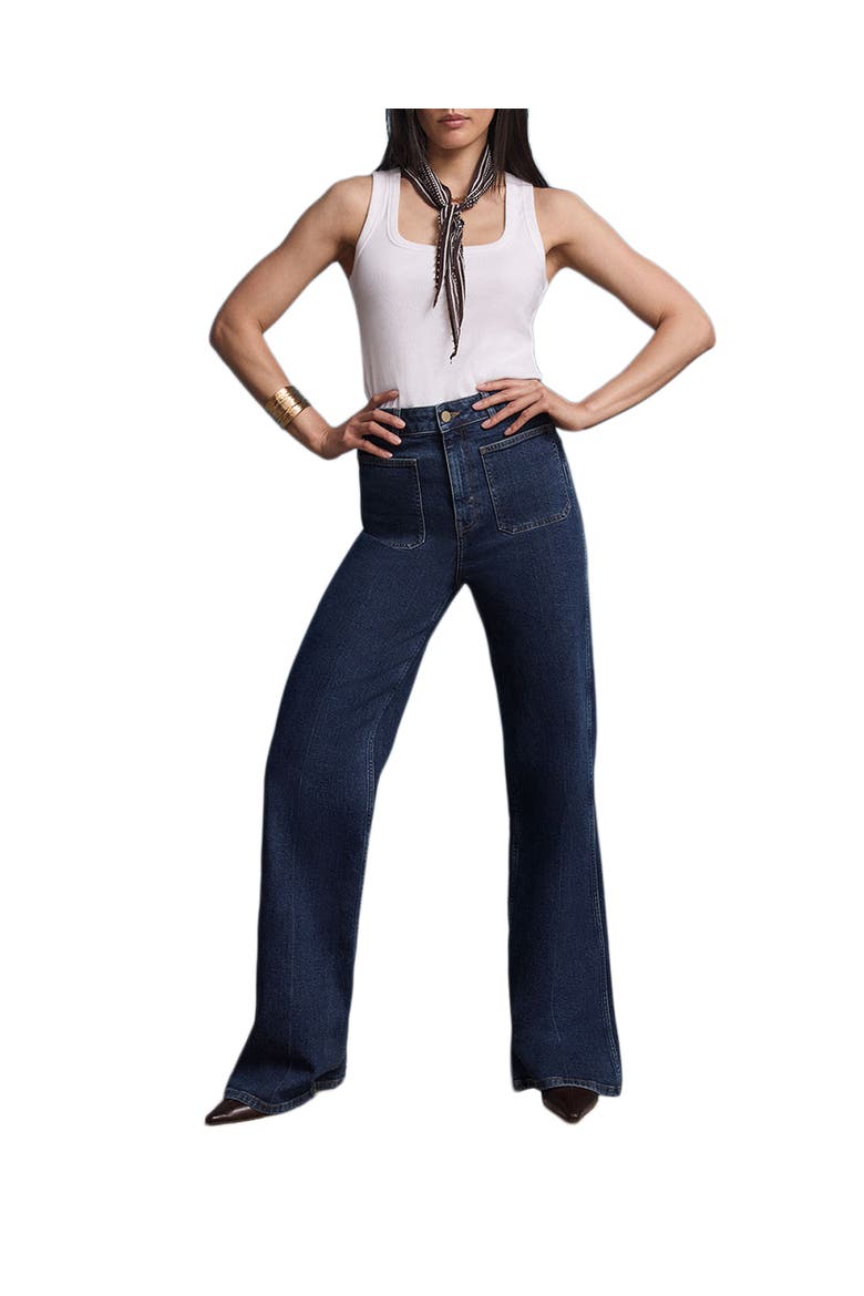 Relaxed Straight Patch Pocket Jeans, Alternate, color, Blue