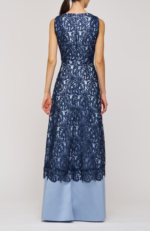 Kay Unger Danielle Sleeveless Lace Dress In Blue