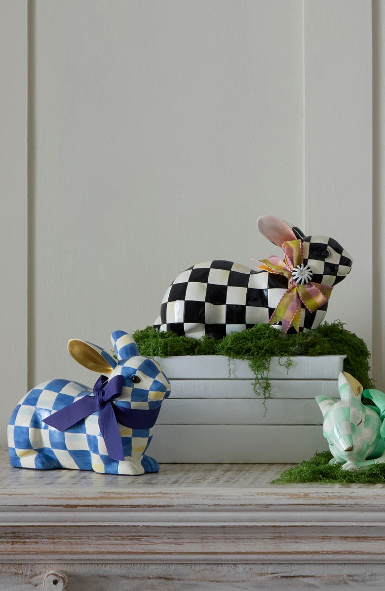 MACKENZIE CHILDS Royal Check Resting Bunny, Alternate, color, Blue