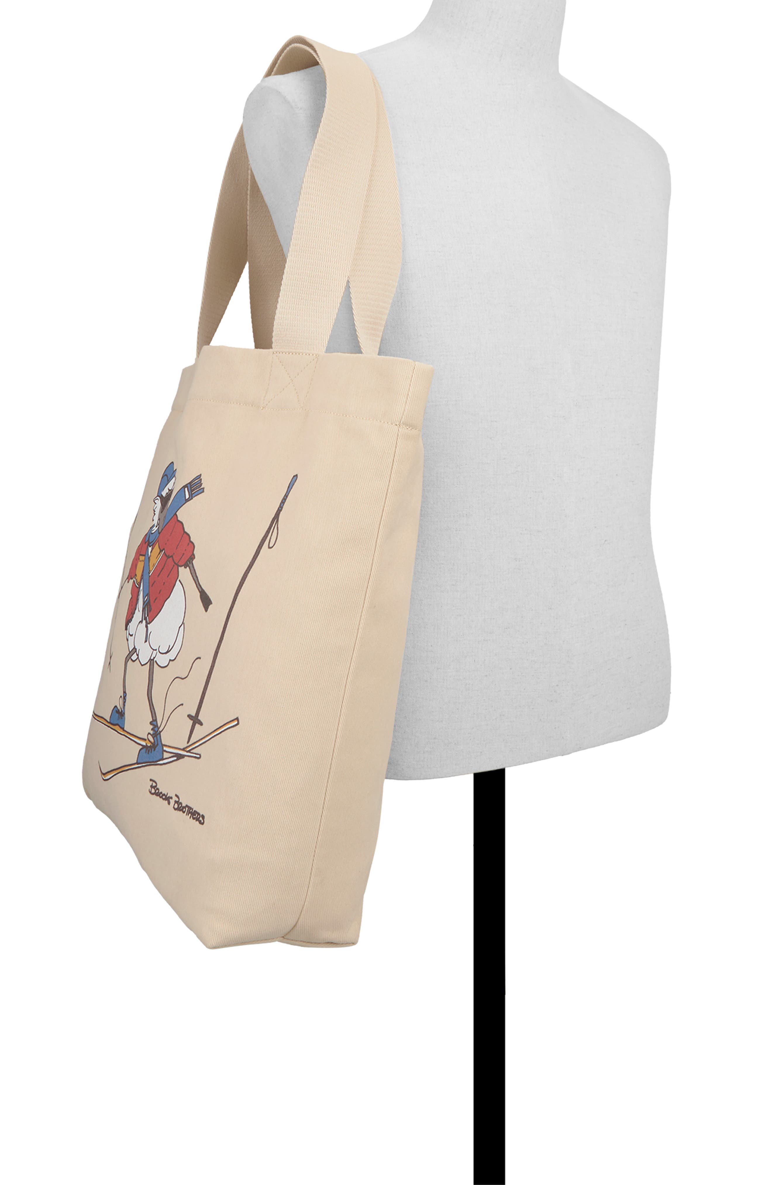 Skiing Sheep Cotton Tote, Alternate, color, OPEN NATURAL