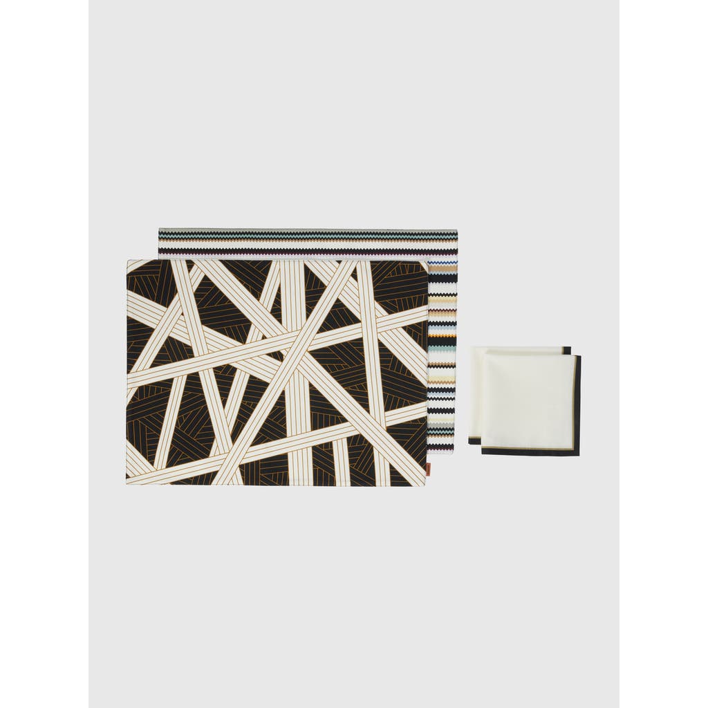 Missoni Shangai Nastri 2 Placemat And 2 Napkin Set In Black