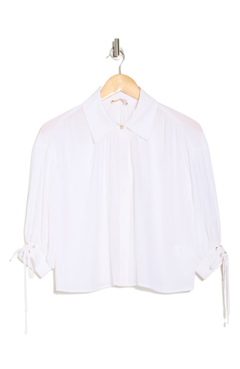 Amaia Tie Cuff Crop Button-Up Top