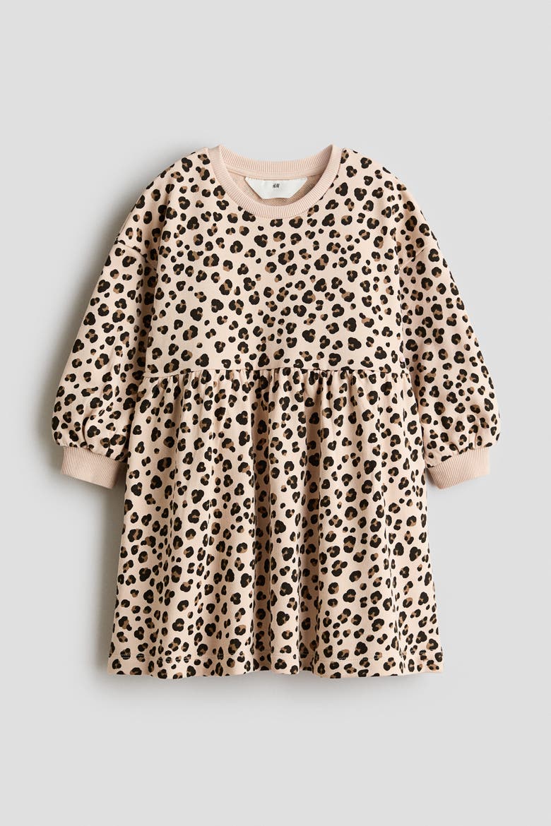 Oversized Sweatshirt Dress, Main, color, Light beige/leopard print