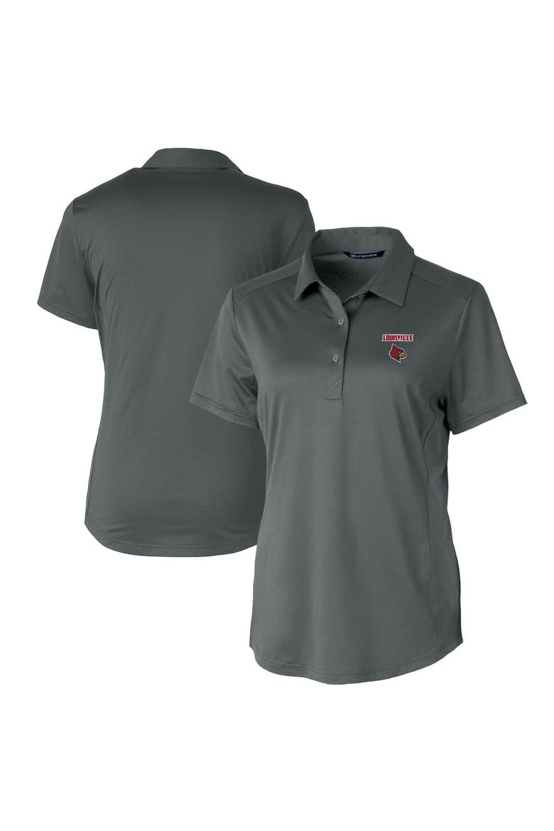 Women's Cutter & Buck Gray Louisville Cardinals Prospect Textured Stretch Polo, Main, color, Gray