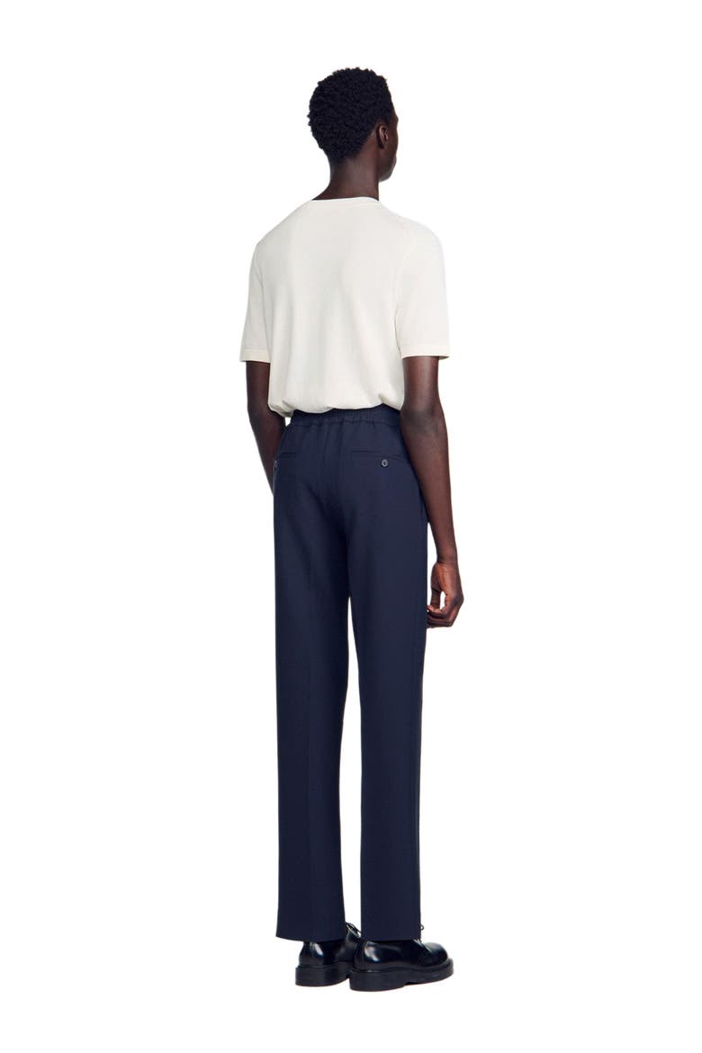 Elasticated straight-leg trousers, Alternate, color, Navy blue