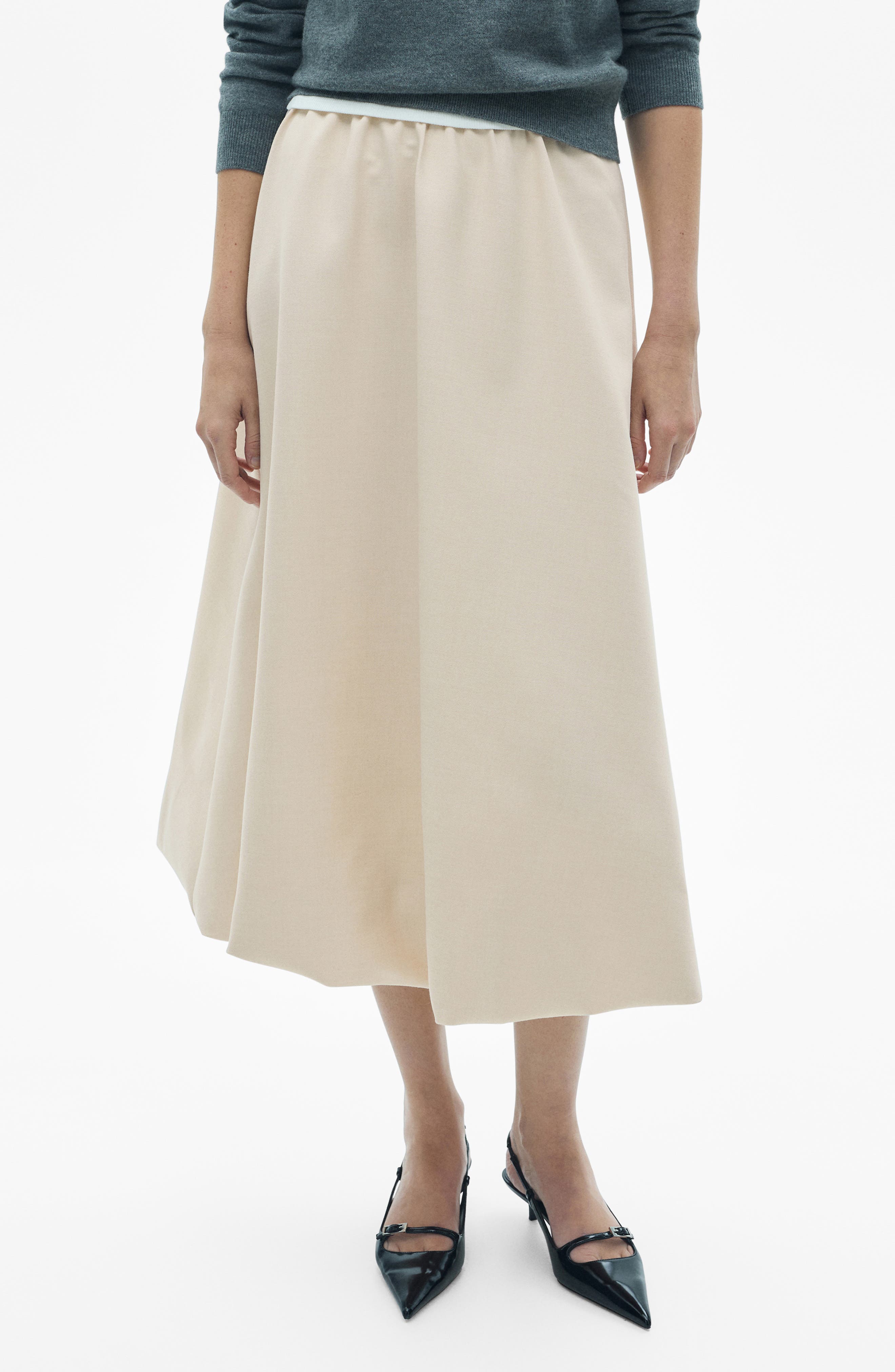 MANGO Flare Midi Skirt