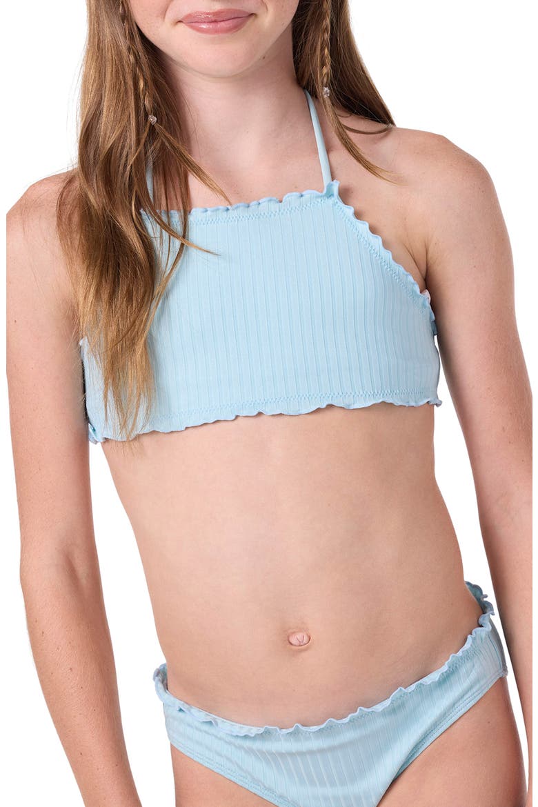Kids' Shore Break Rib Ruffle Two-Piece Swimsuit, Alternate, color, STRATOSPHERE