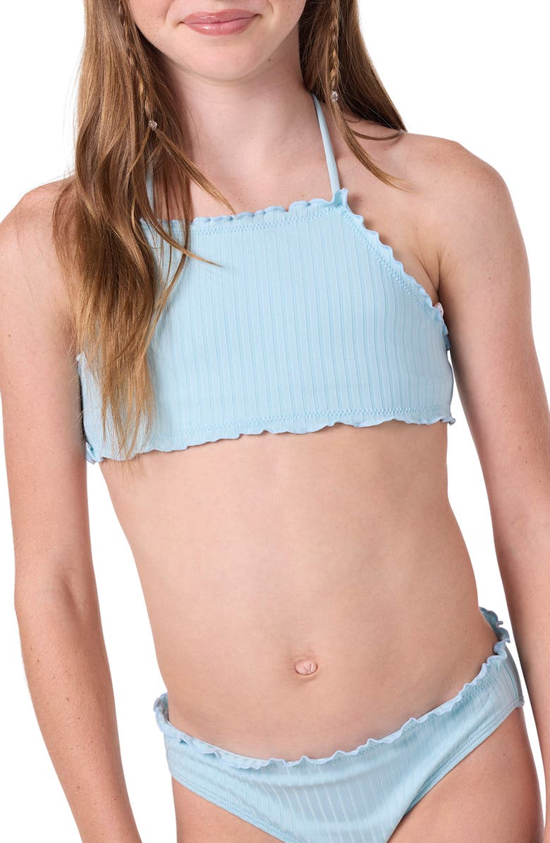 O'Neill Kids' Shore Break Rib Ruffle Two-Piece Swimsuit, Alternate, color, Stratosphere