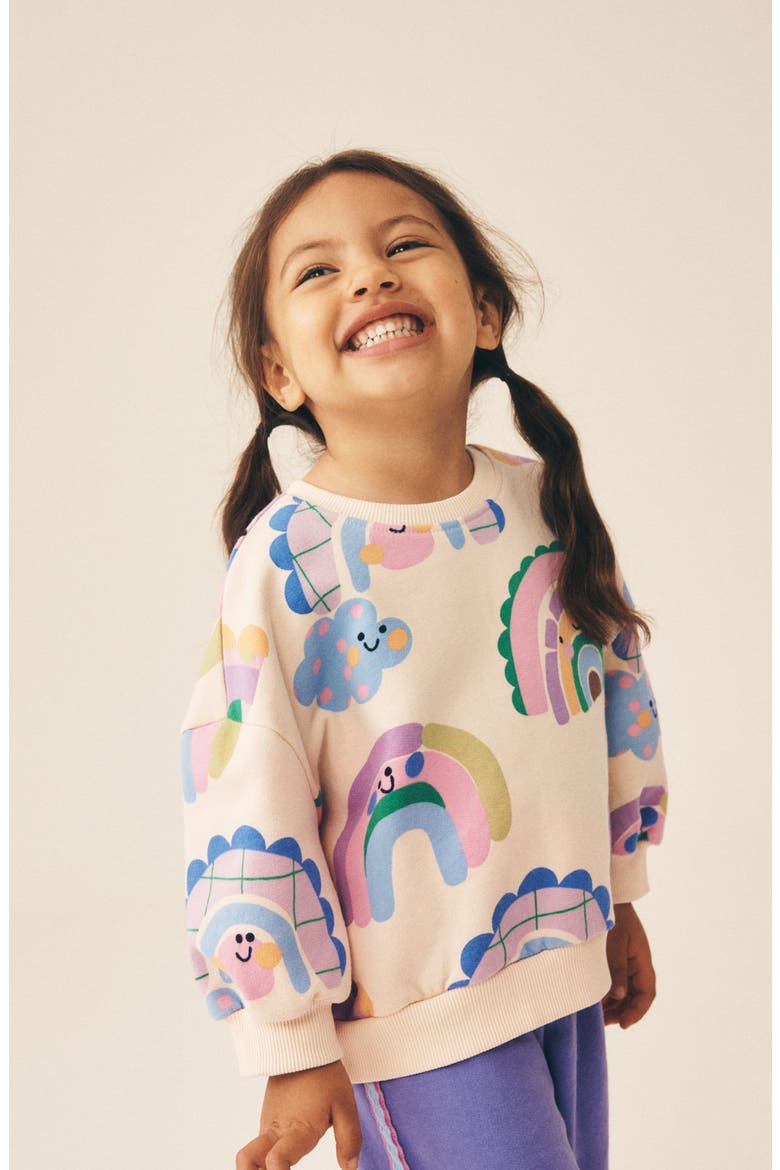 Kids' Rainbow Sweatshirt & Sweatpants Set, Alternate, color, PURPLE