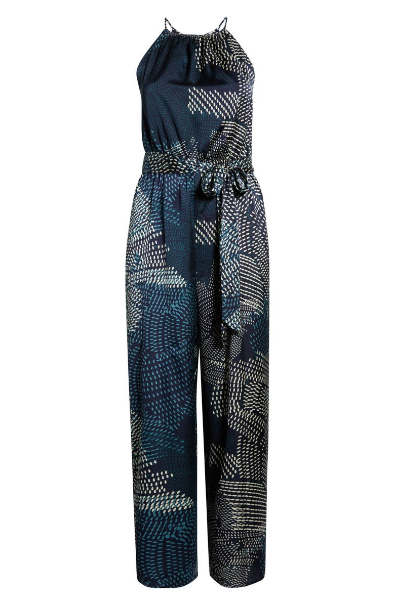 SUGARLIPS Kirby Geometric Wide Leg Jumpsuit, Alternate, color, Navy-Cream