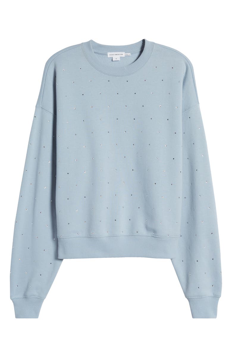 Good American Crystal Embellished Sweatshirt, Main, color, Winter Sky001