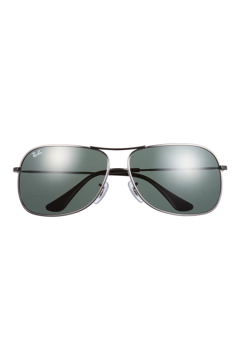 64mm Aviator Sunglasses, Main, color, GUNMETAL
