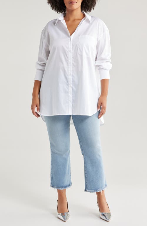 HARSHMAN Vivant Cotton Button-Up Tunic Shirt in White 