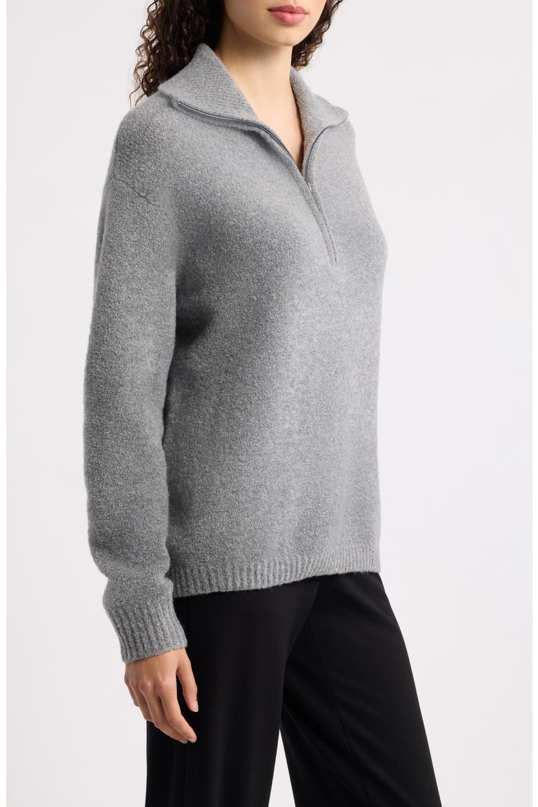 Boucle Quarter Zip Mock Neck Pullover, Alternate, color, GREY