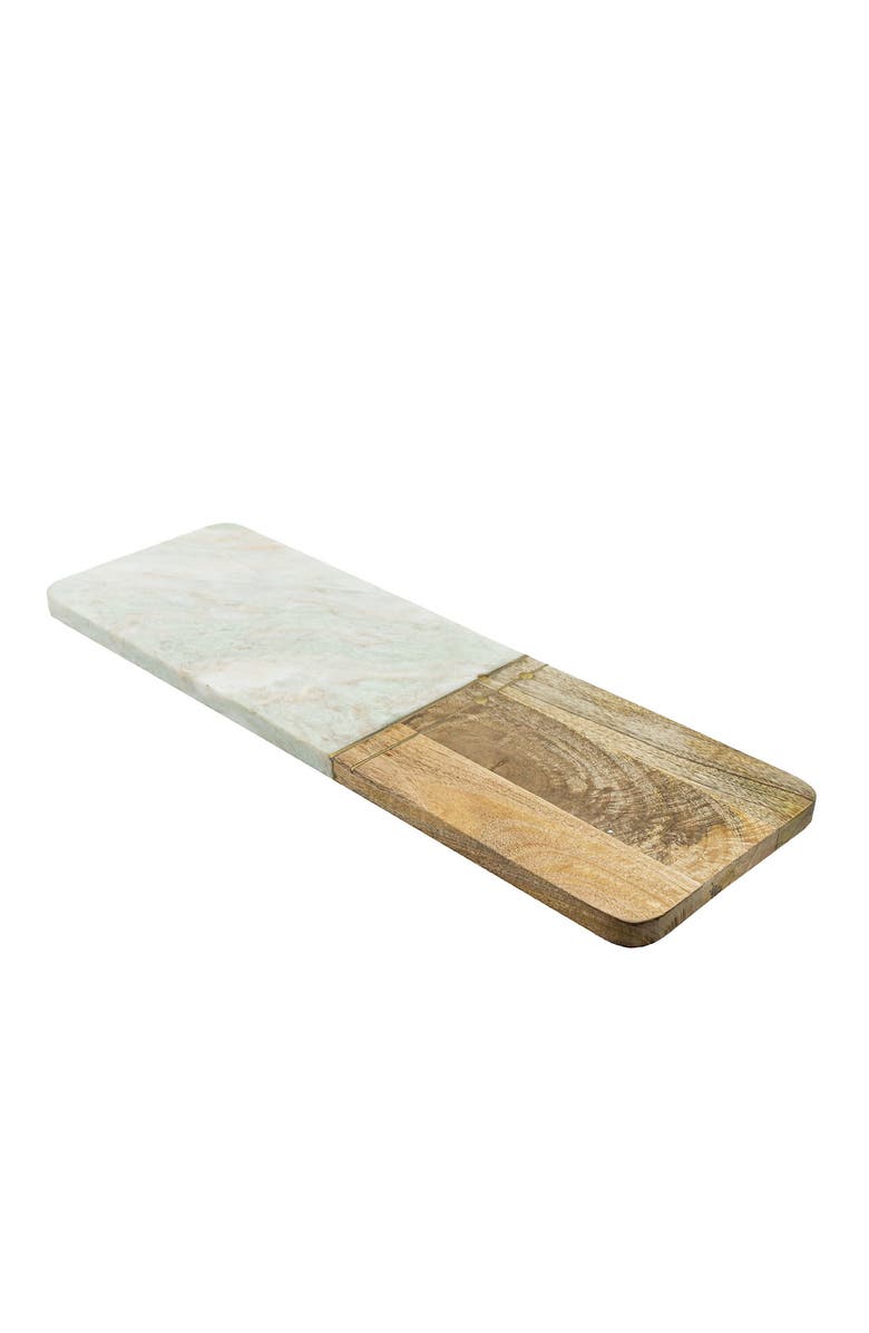 Foreside Home and Garden Elise Light Green Onyx Long Marble Serving Board, Alternate, color, White