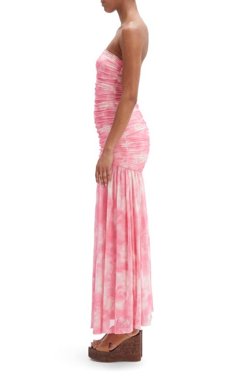 Shop Bardot Solana Blurred Floral Drop Waist Mesh Maxi Dress