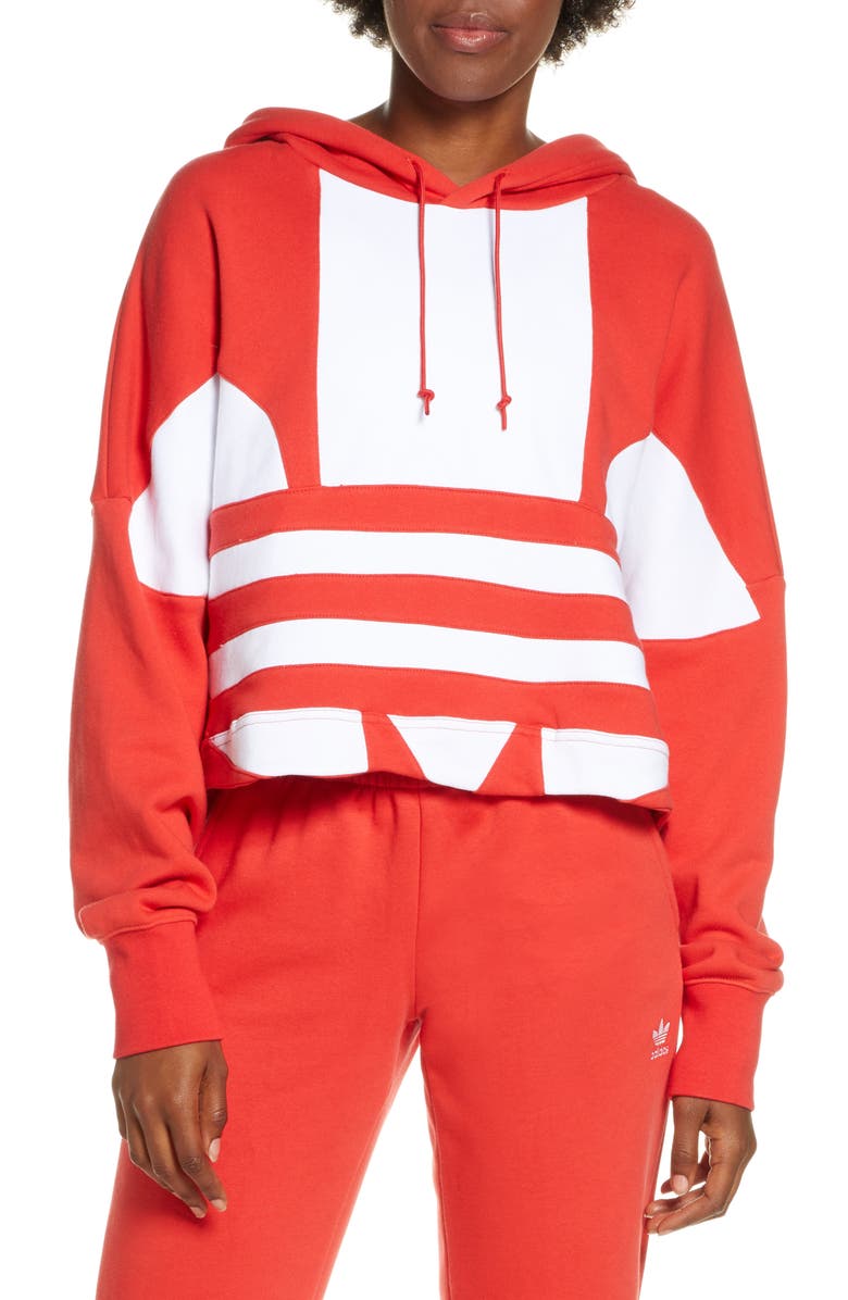 adidas Originals Big Trefoil Crop Hoodie, Main, color, 