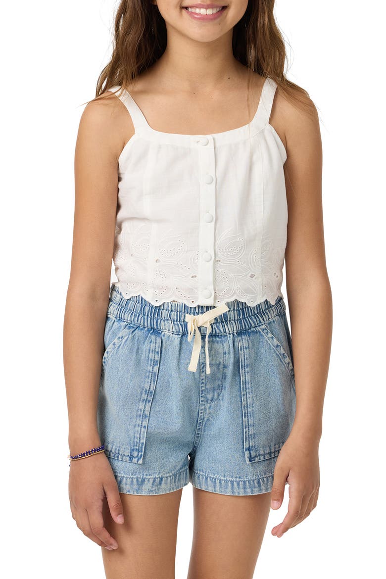 Annalee Eyelet Cotton Button-Up Tank, Main, color, WHITE