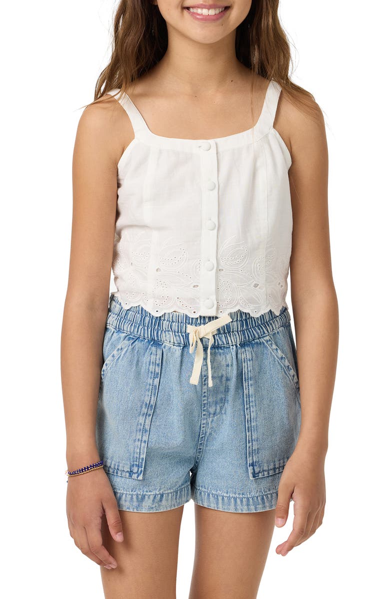 O'Neill Annalee Eyelet Cotton Button-Up Tank, Main, color, White