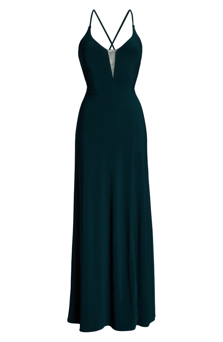 Morgan & Co. Lace-Up Back Evening Dress, Alternate, color, 