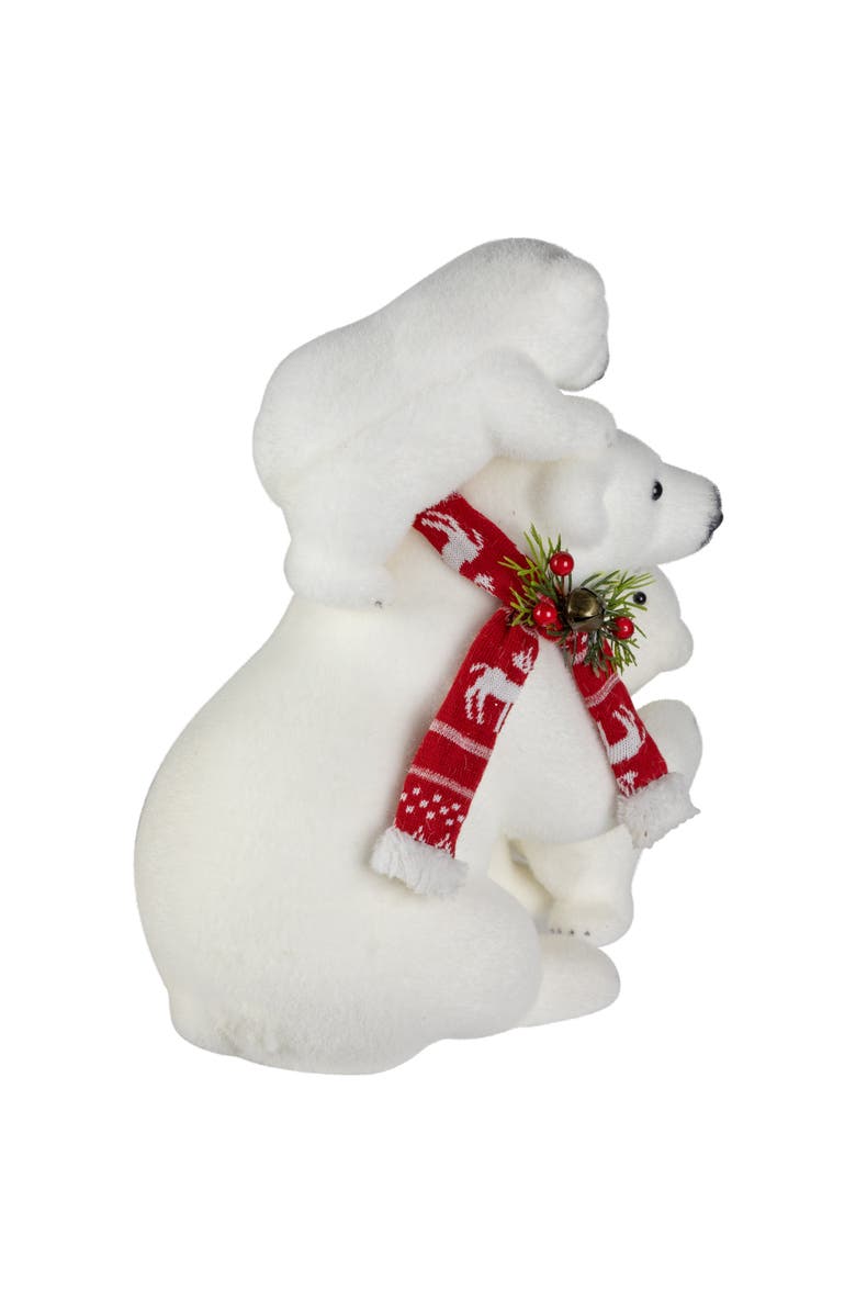 Northlight Mama Polar Bear and Cubs Christmas Figures - 13.5" - White and Red, Alternate, color, White