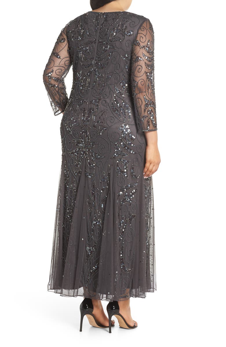 Pisarro Nights Embellished Three Quarter Sleeve Gown, Alternate, color, 