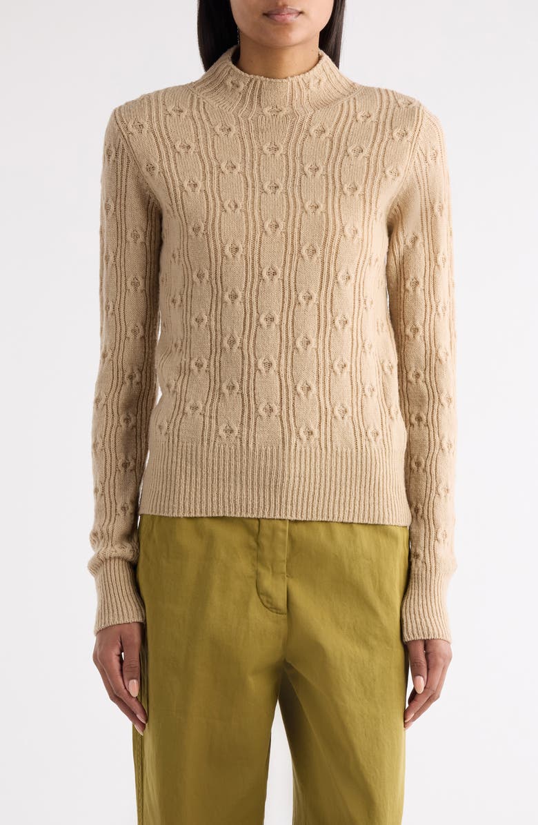 Dries Van Noten Tessy Mixed Stitch Wool Sweater, Main, color, Beige