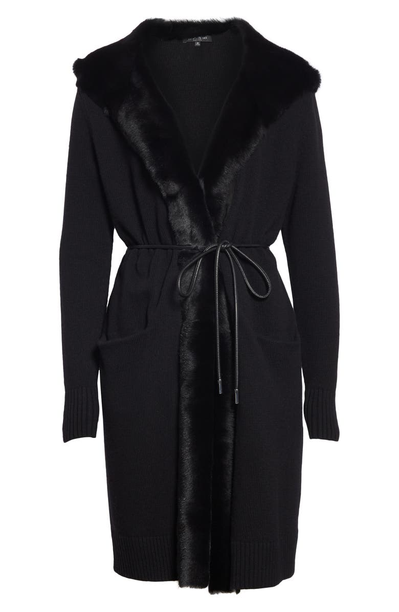 Lafayette 148 New York Wool & Cashmere Cardigan with Genuine Shearling Trim, Alternate, color,