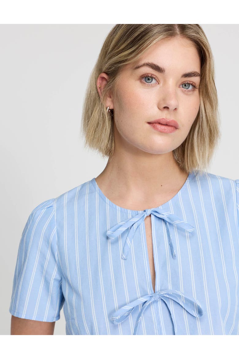 Bridie Stripe Cotton Tie Front  Top, Alternate, color, Blue Stripe