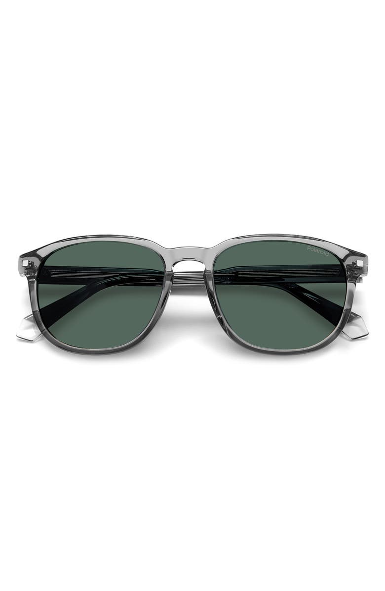 Polaroid 55mm Polarized Rectangular Sunglasses, Main, color, Grey/ Green Polarized