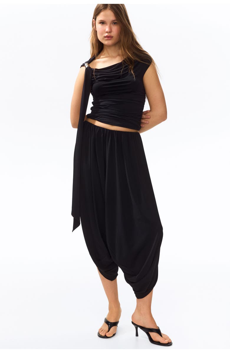 H&M Wrap-detail Balloon Trousers, Alternate, color, Black