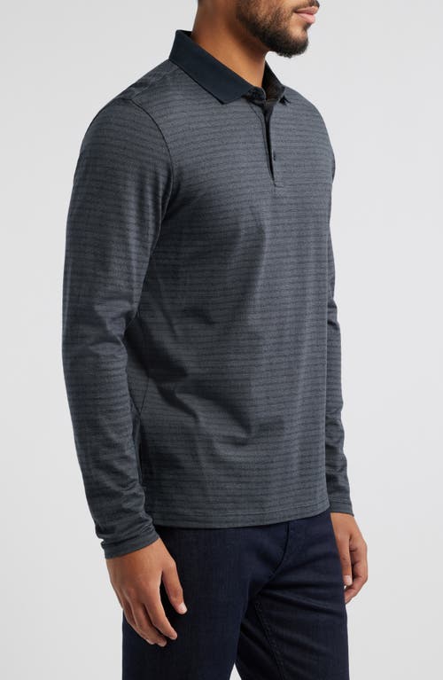 Robert Barakett Patchway Long Sleeve Polo In Charcoal
