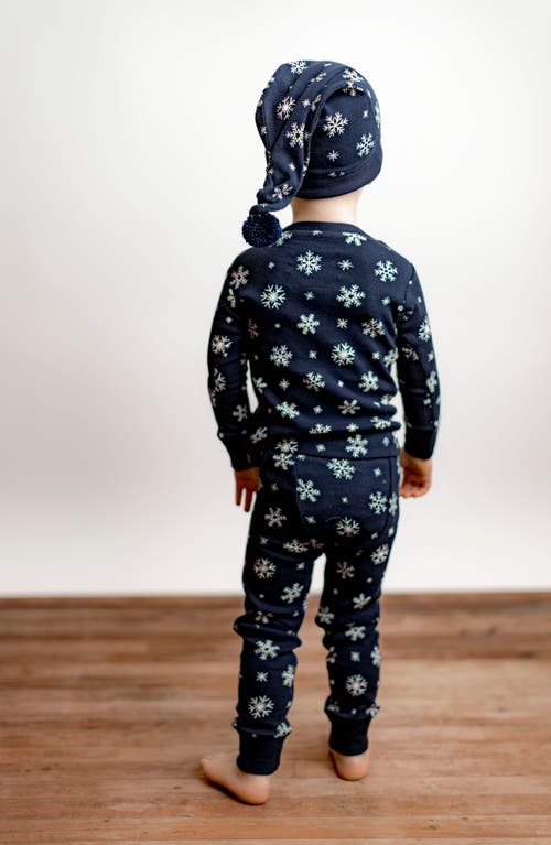 L'ovedbaby Holiday Print Fitted Two-piece Organic Cotton Pajamas & Hat Set In Blue