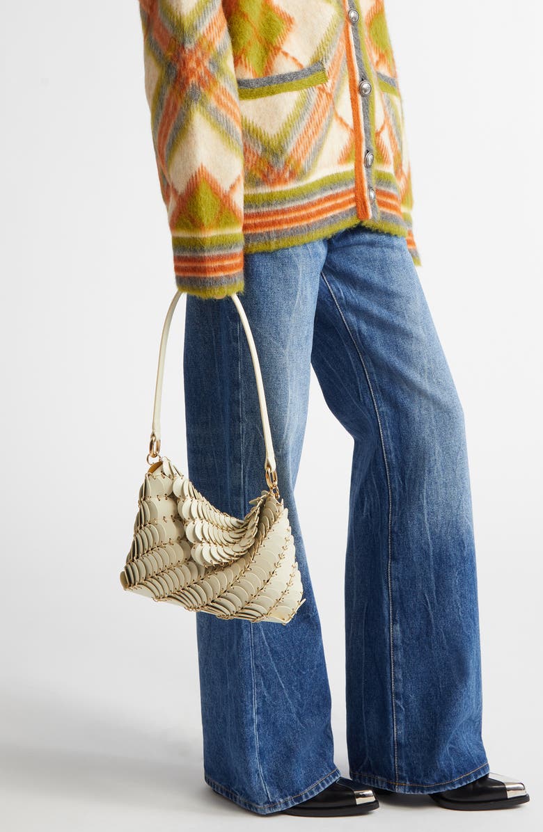 Rabanne Sac Leather Hobo Bag, Alternate, color, Cream / Gold