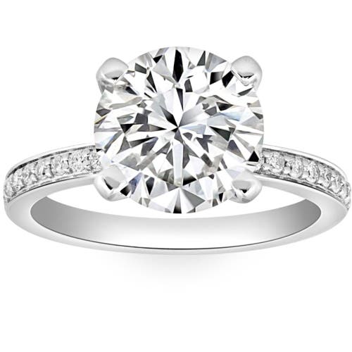 Bliss Diamond Certified 3 1/4ct Lab Grown Diamond Engagement Ring In 10k White Gold