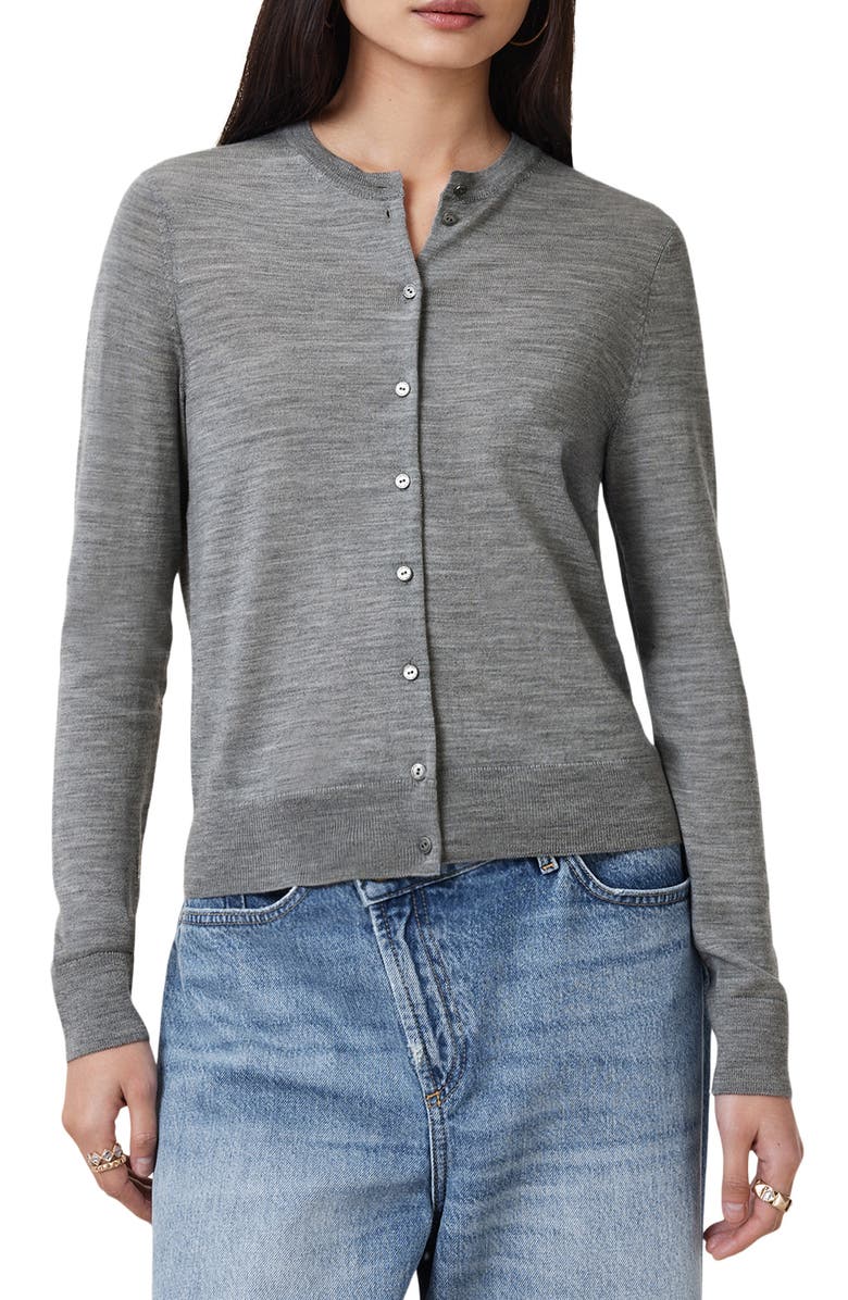AllSaints Anouk Wool Cardigan, Main, color, Pale Grey Marl