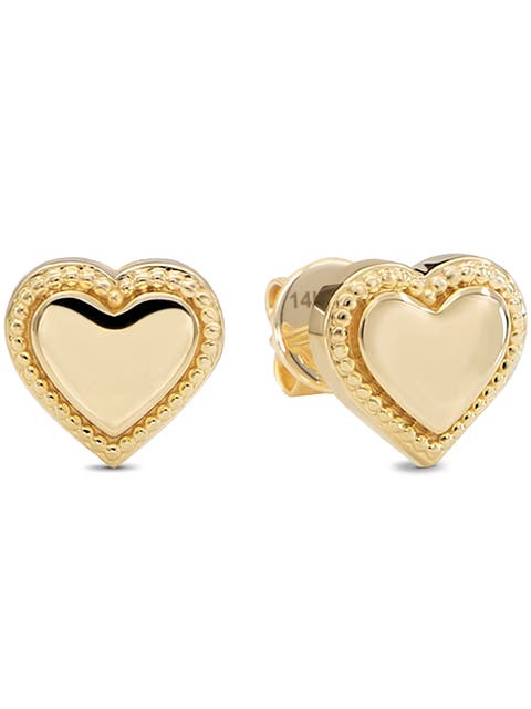 Sweet Heart Stud Earrings in 14K Gold