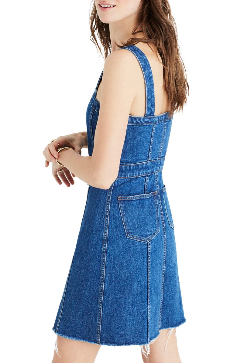 Madewell Raw Edge Denim Dress, Alternate, color, 
