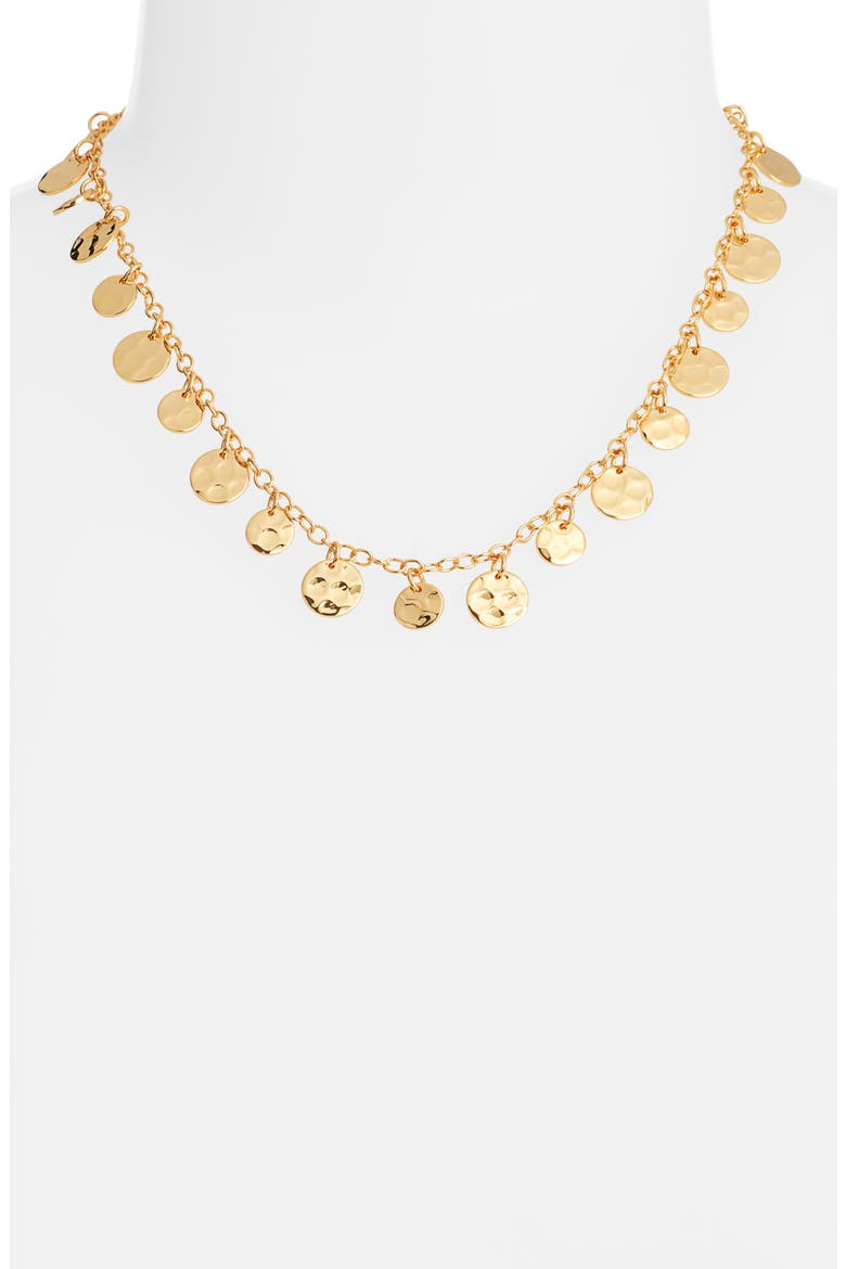 Hammered Disc Necklace, Alternate, color, GOLD
