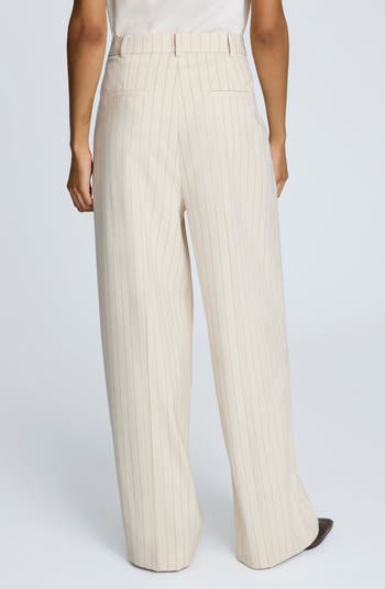 Pinstripe High Waist Wide Leg Pants