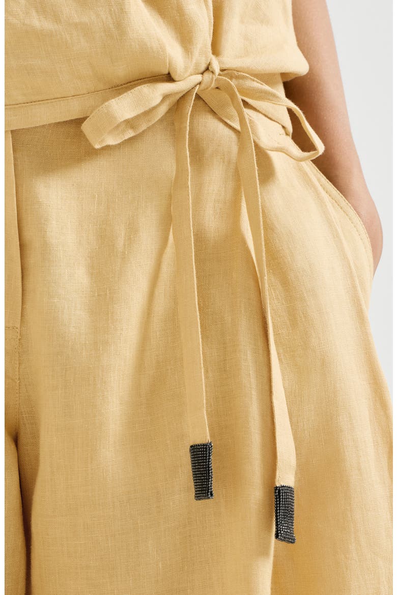 Linen wrap effect vest with monili, Alternate, color, Zabaione Yellow