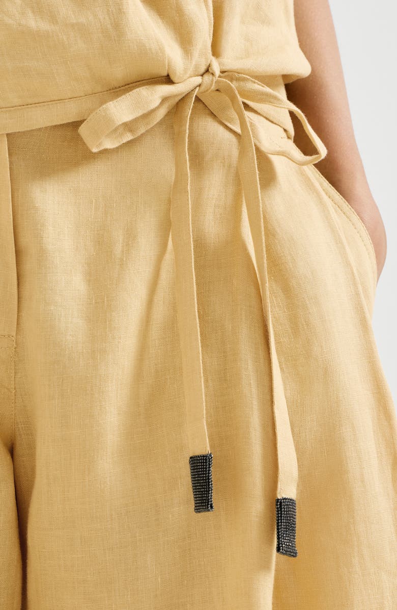 Brunello Cucinelli Linen wrap effect vest, Alternate, color, Yellow