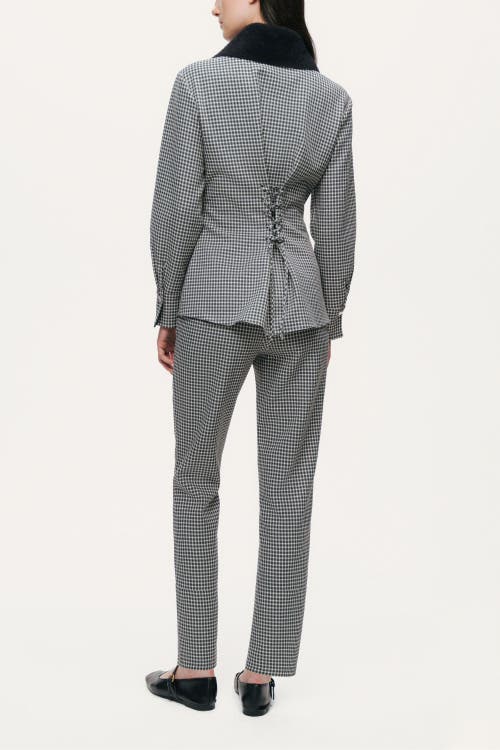 Nocturne Tailored Micro Check Cigarette Pants In Black