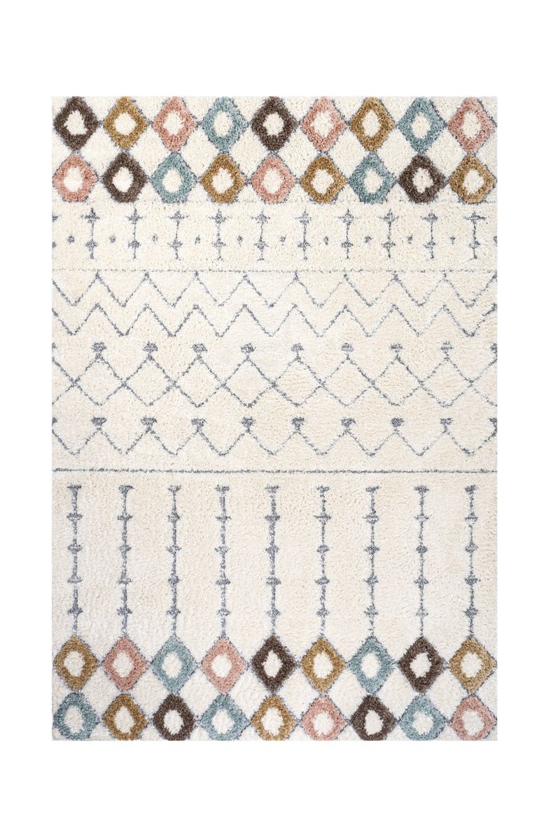 JONATHAN Y Pia Moroccan Trellis Plush Carved Area Rug, Alternate, color, Multi/Cream